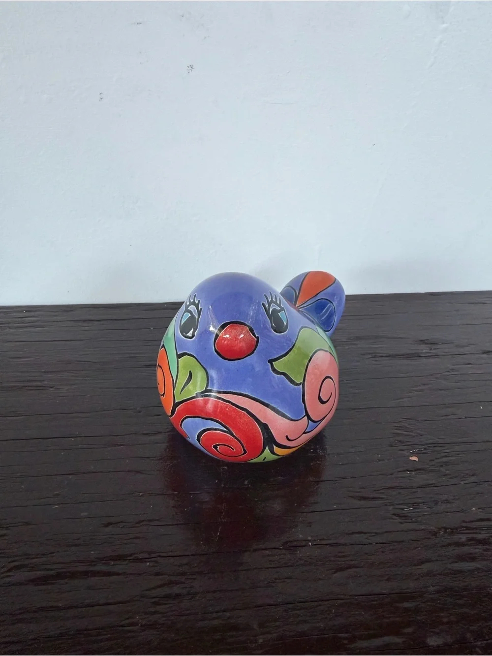 Colorful Talavera Bird Figurine Decor - Blue Multicolor
